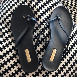 Aldo black flip flops, new in box